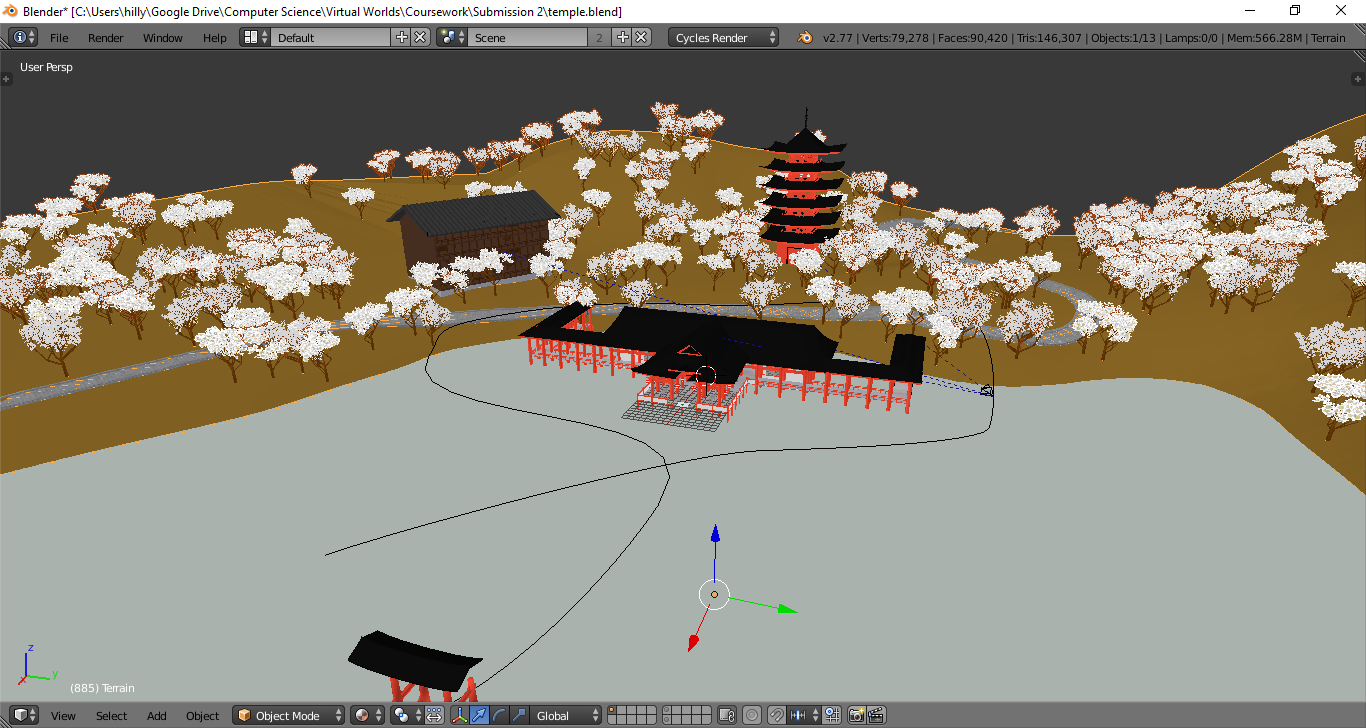 A screenshot of a scene which has used the blender script during its creation