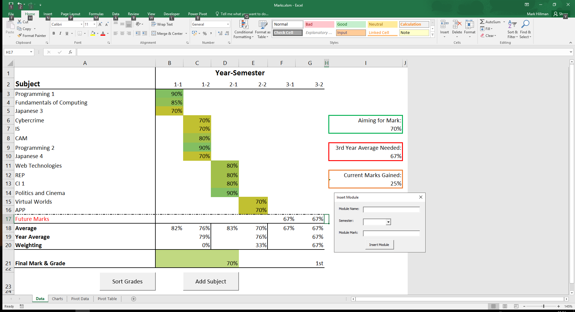A screenshot of the main spreadsheet page
