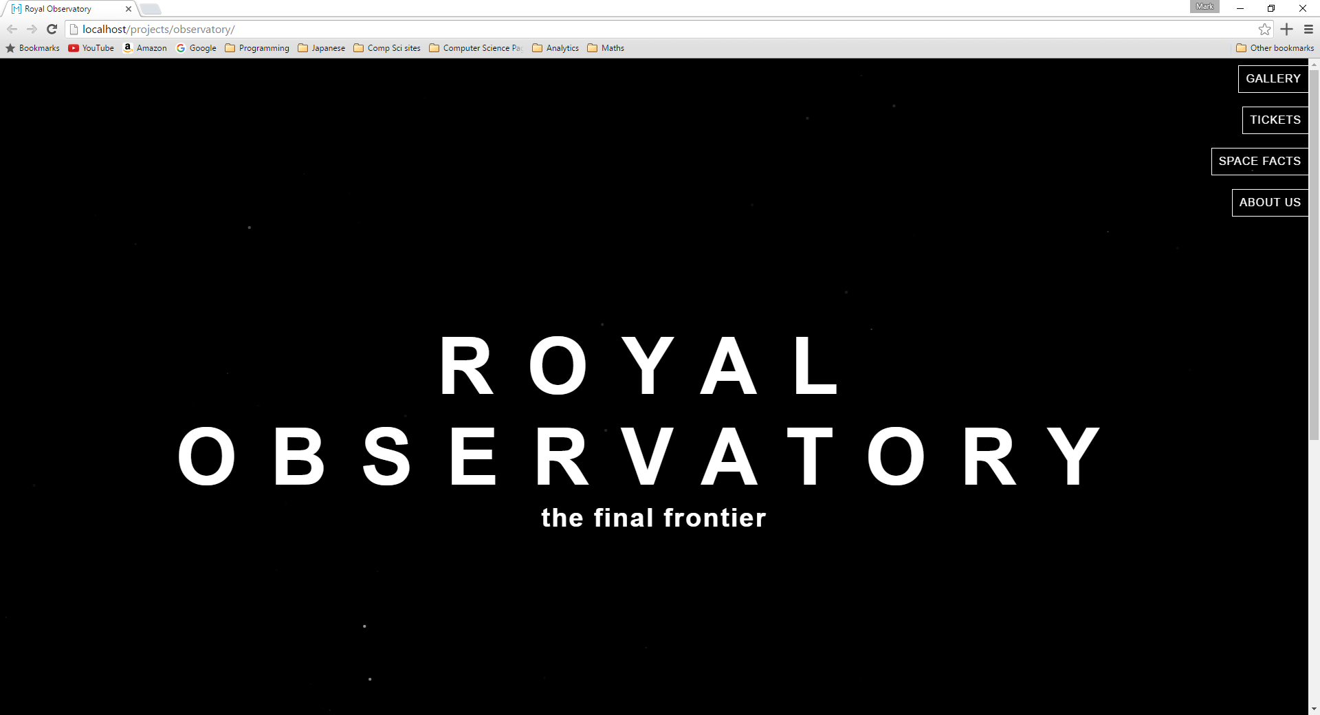 A screenshot showing the observatory website