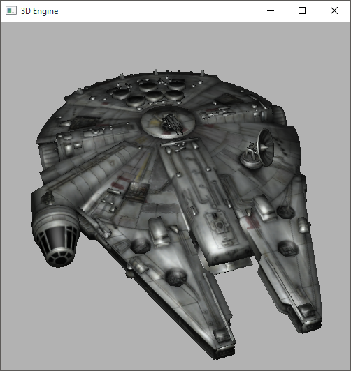 A screenshot of a 3D model of the millennium falcon
